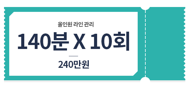 올인원 관리 140분*10회 240만원 가격표